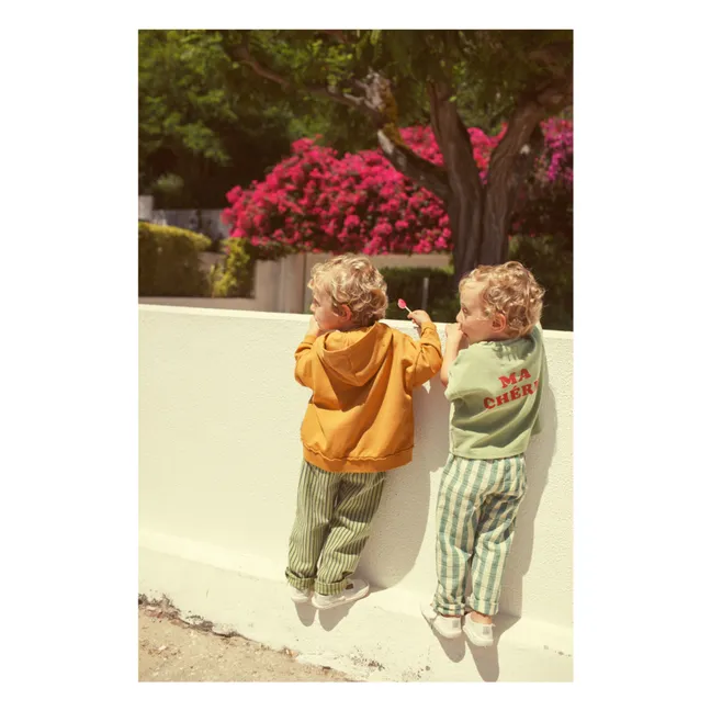 Organic Cotton Checkered Pants | Yellow