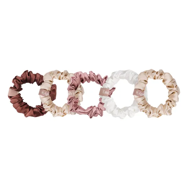 Silk scrunchies - Set of 5 | Pink