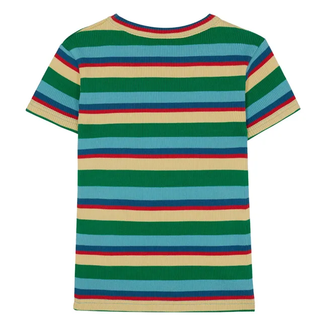 T-shirt Côtelé Rayé | Bleu