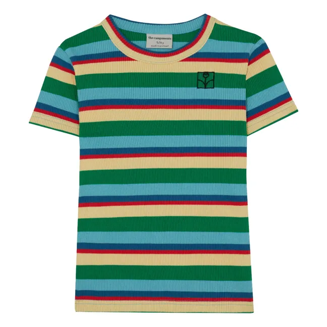 T-shirt Côtelé Rayé | Bleu