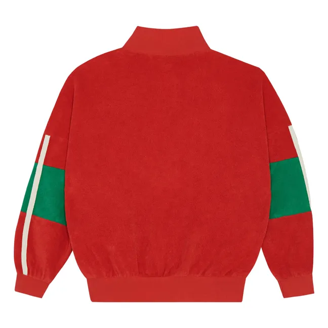 Sweat Zippé Color Block Eponge | Rouge