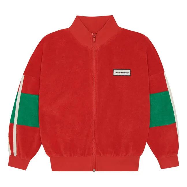 Jersey de rizo con cremallera | Rojo