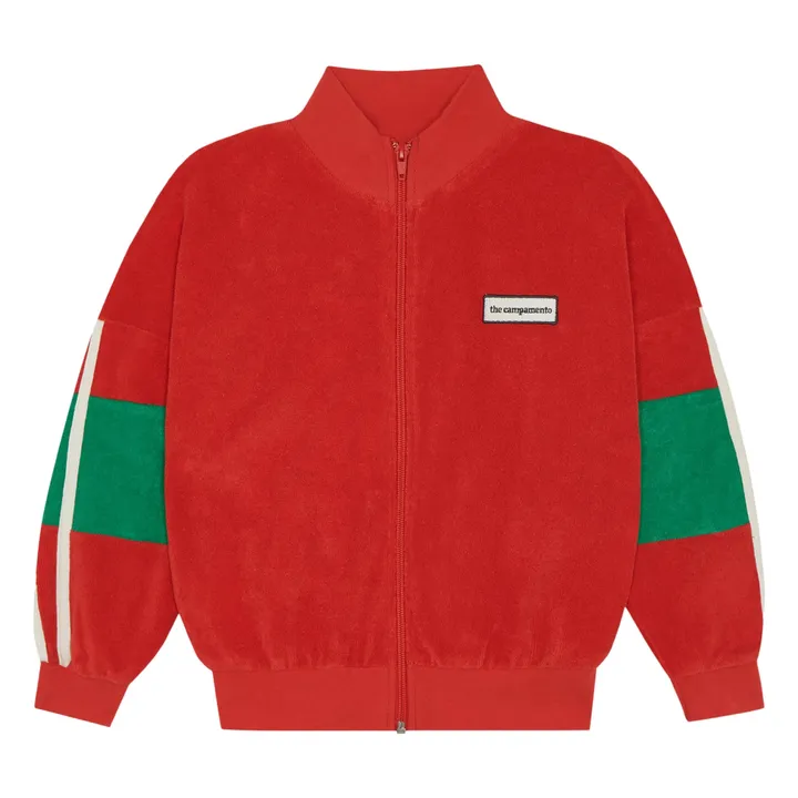 Jersey de rizo con cremallera | Rojo- Imagen del producto n°0