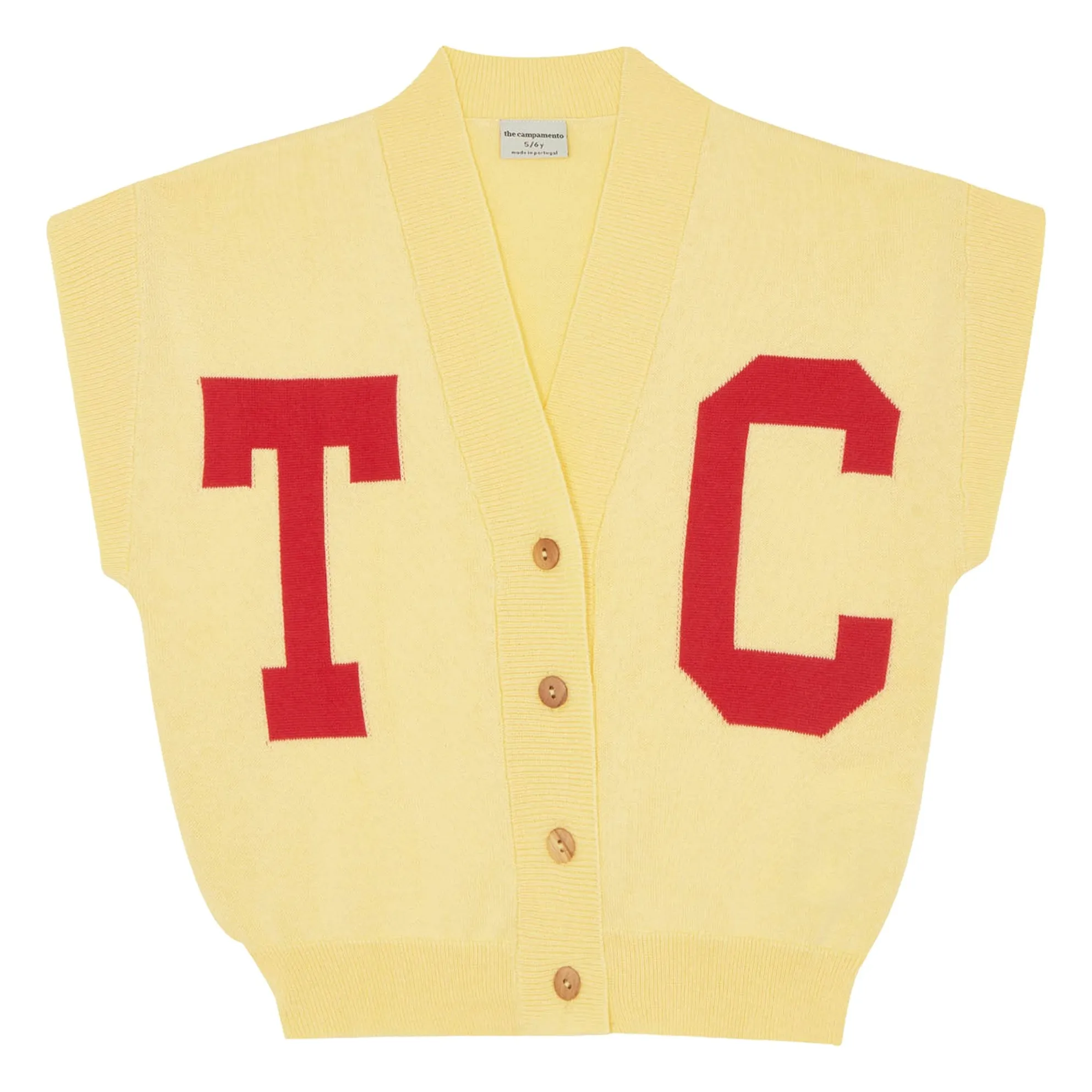 The Campamento Pale Yellow Organic Cotton Sleeveless Cardigan