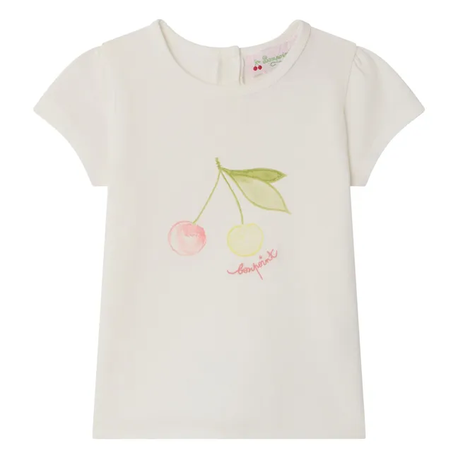 T-shirt Cira Cerise Coton Bio | Crème