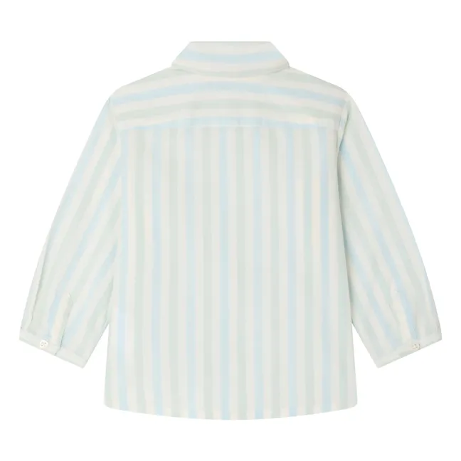 Camisa Lawson de popelina de algodón orgánico a rayas | Azul Turquesa