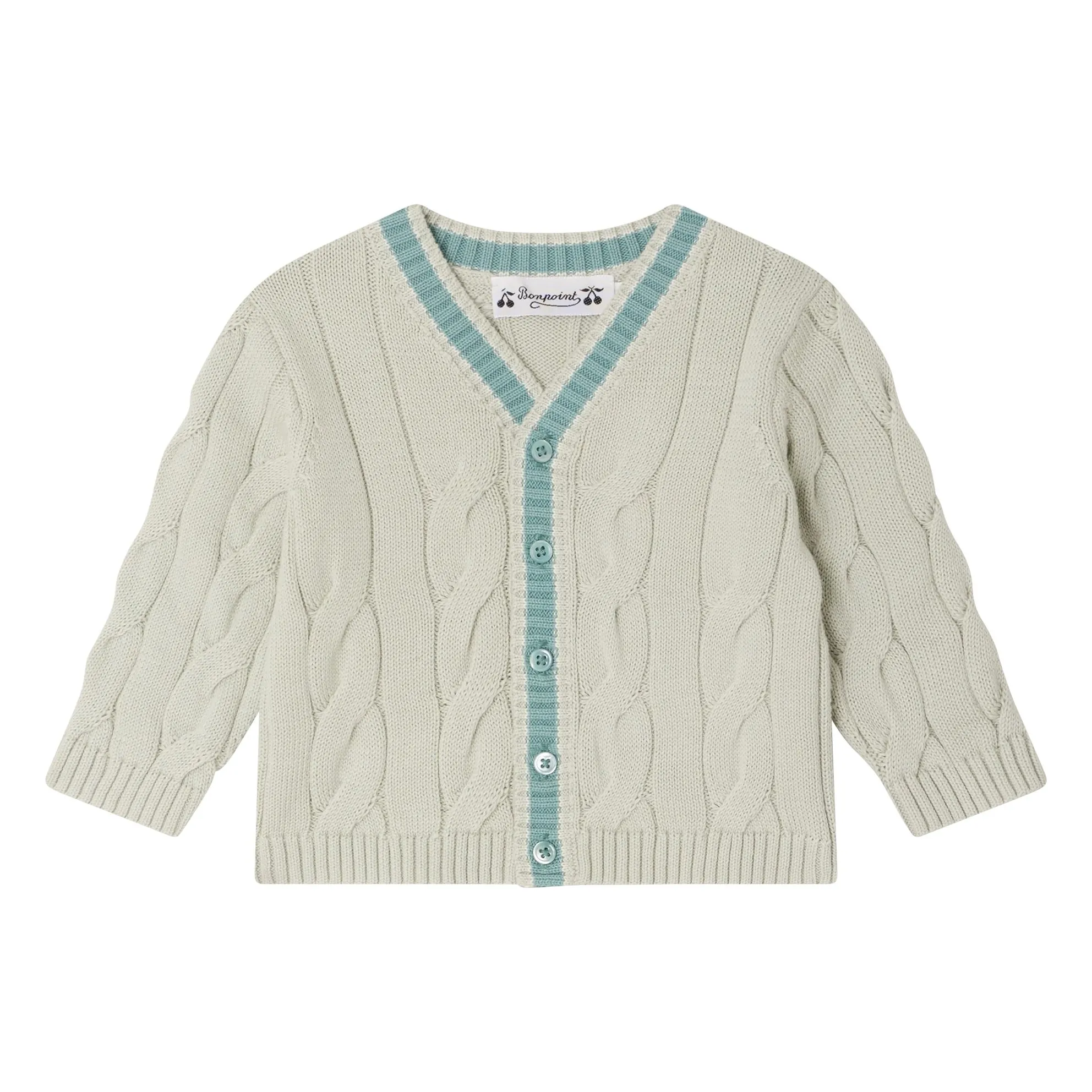 Bonpoint Almond Green Giorginoli Organic Cotton Cardigan