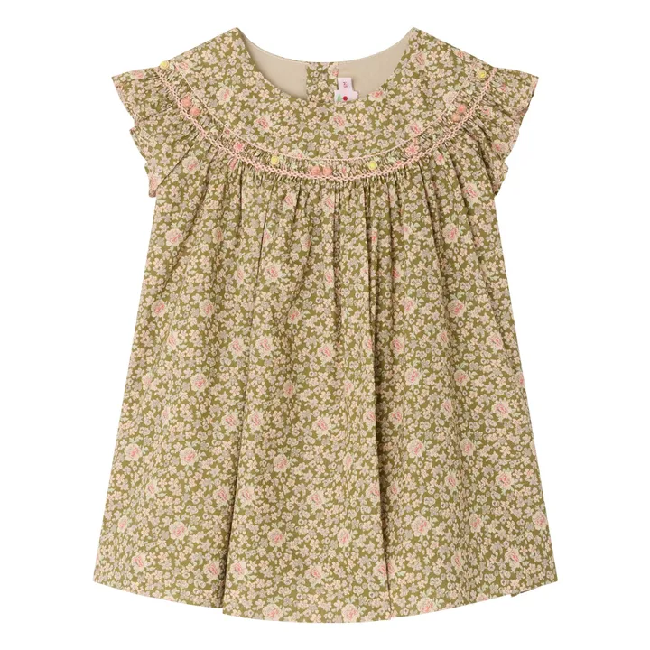 Robe Amantine Liberty Coton Bio | Vert- Image produit n°0