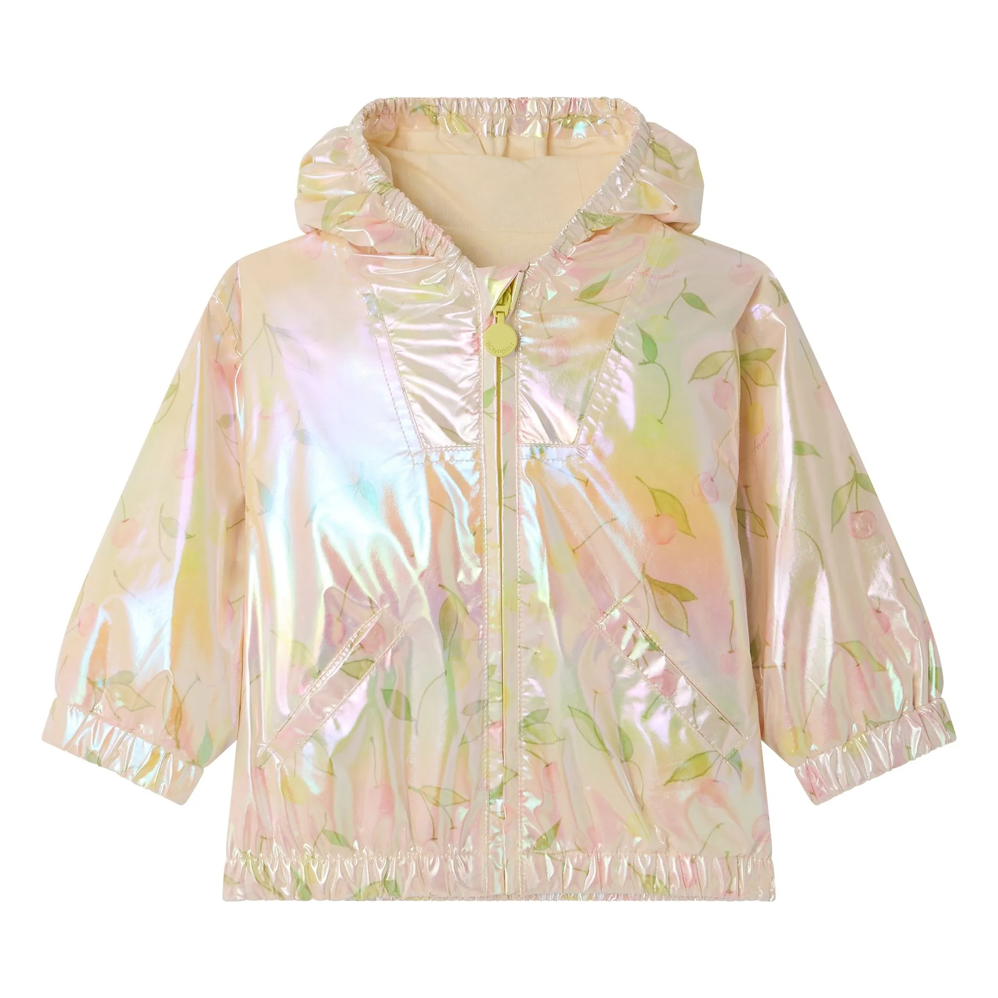 Bonpoint Pink Alana Cerises Recycled Fiber Hooded Jacket