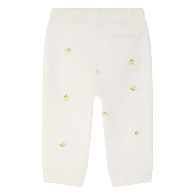 Jogger Bambo Cerises Coton Bio | Ecru