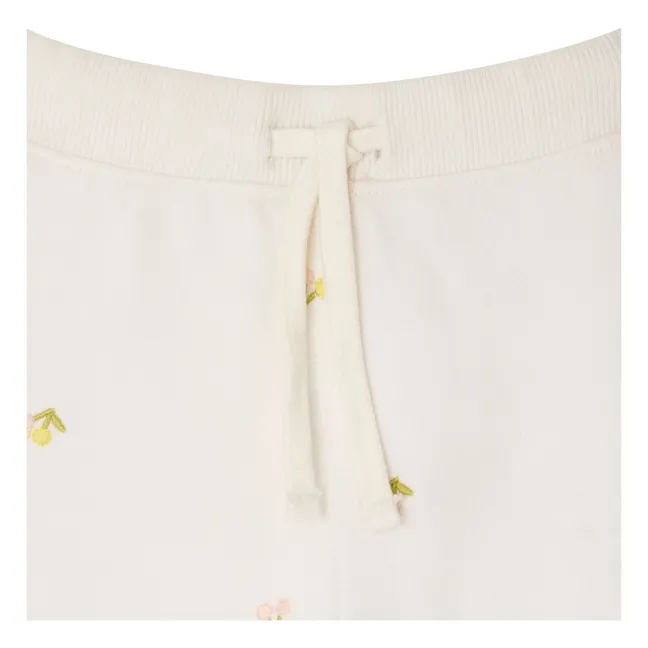 Jogger Bambo Cerises Coton Bio | Ecru
