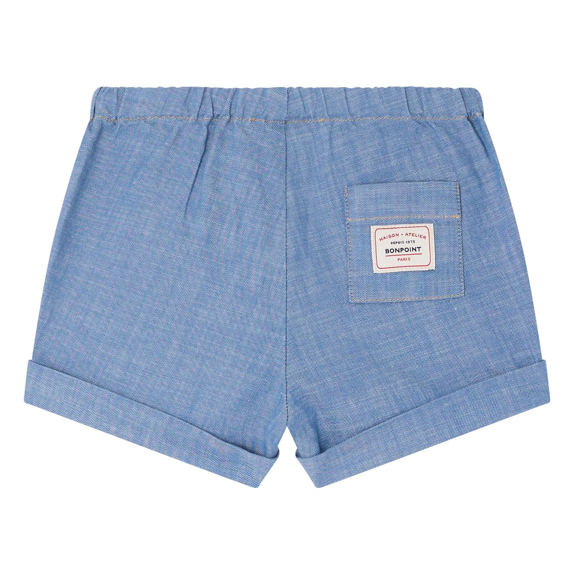 Short Ecady Chambray Coton Bio | Bleu- Image produit n°2