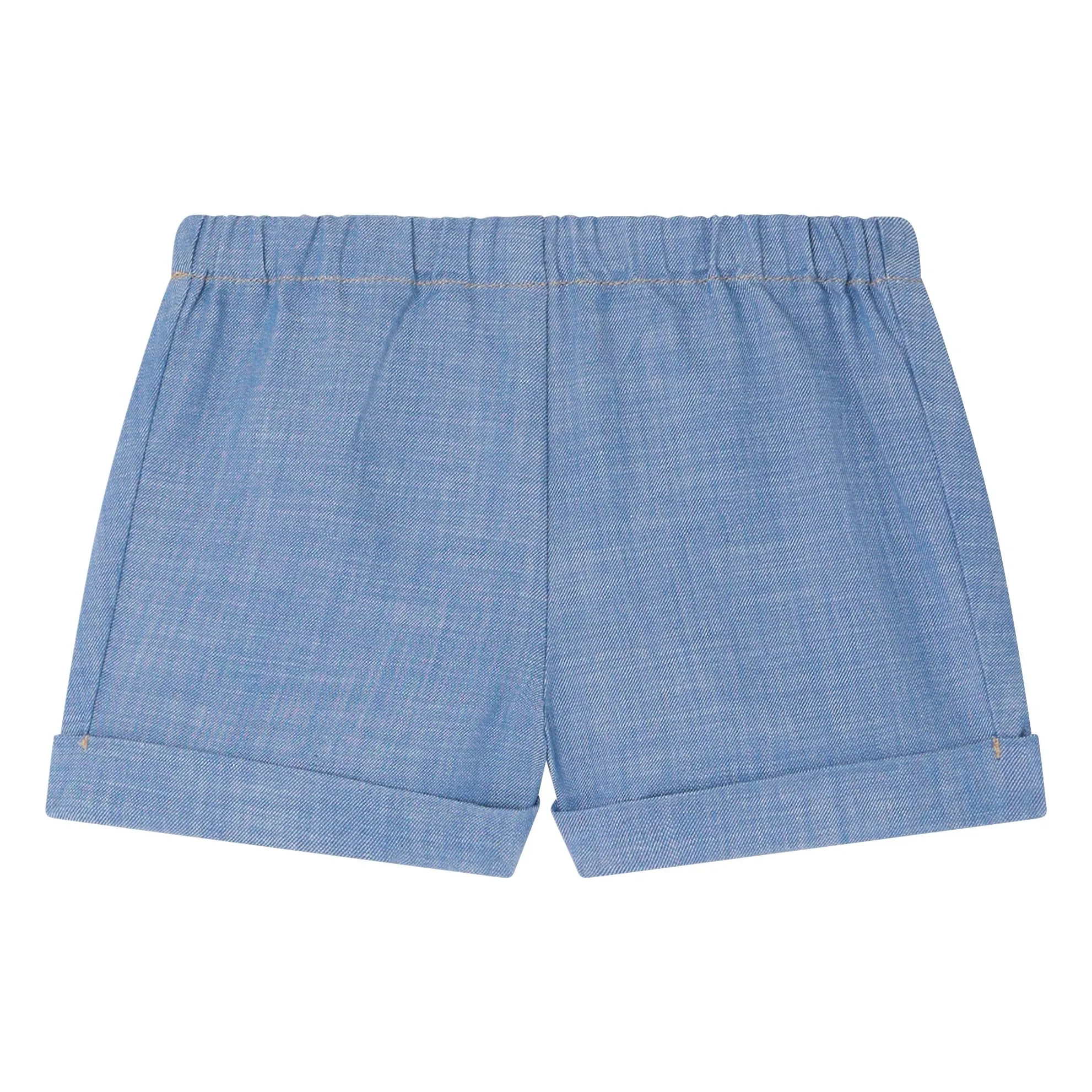 Short Ecady Chambray Coton Bio | Bleu- Image produit n°0
