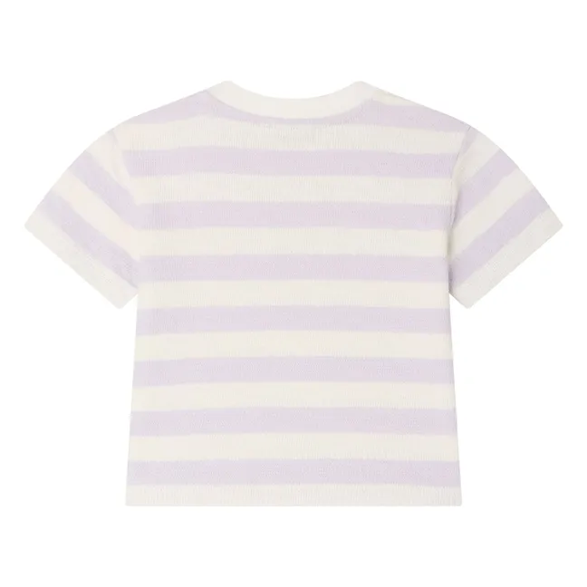 Cai Cerise Striped T-shirt | Ecru