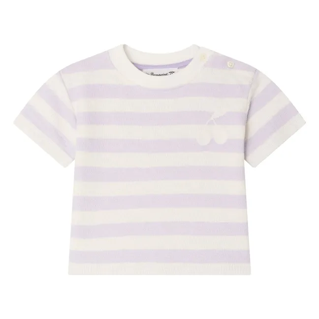 Cai Cerise Striped T-shirt | Ecru