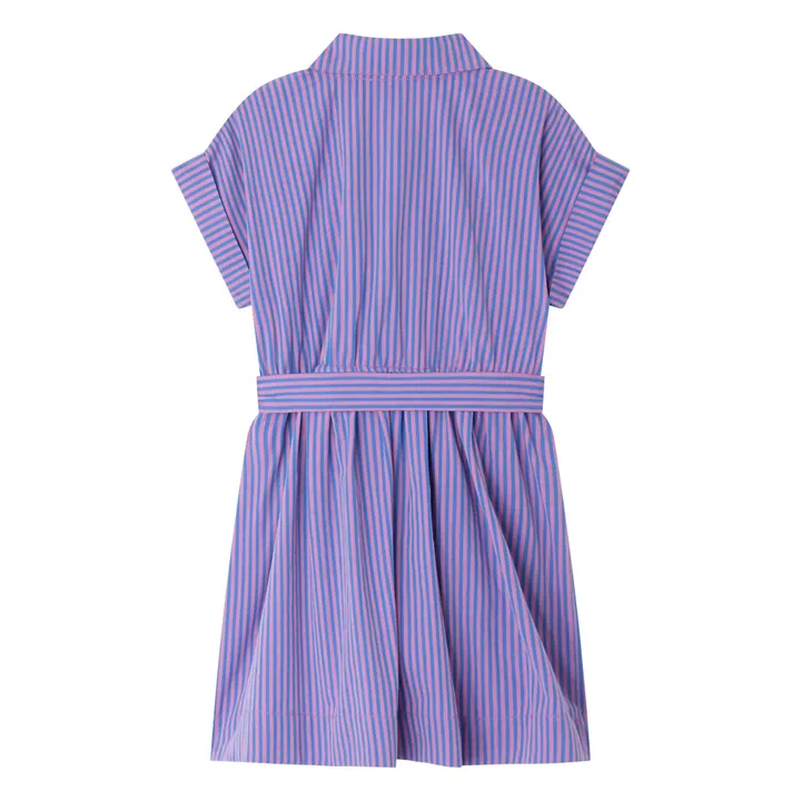 Robe Gisèle Rayée Coton Bio | Mauve- Image produit n°3