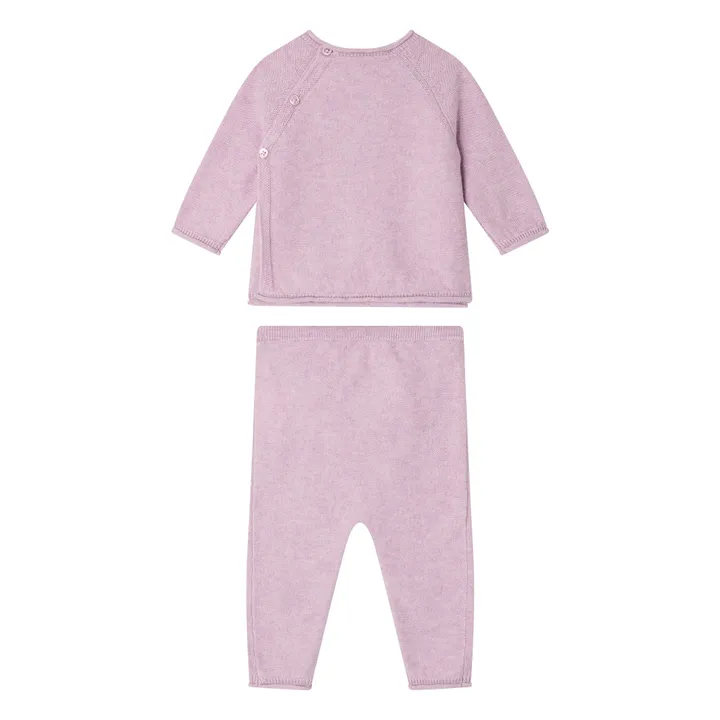 Ensemble T-shirt et Legging Loana Maille Coton Bio | 	Lilas- Image produit n°2