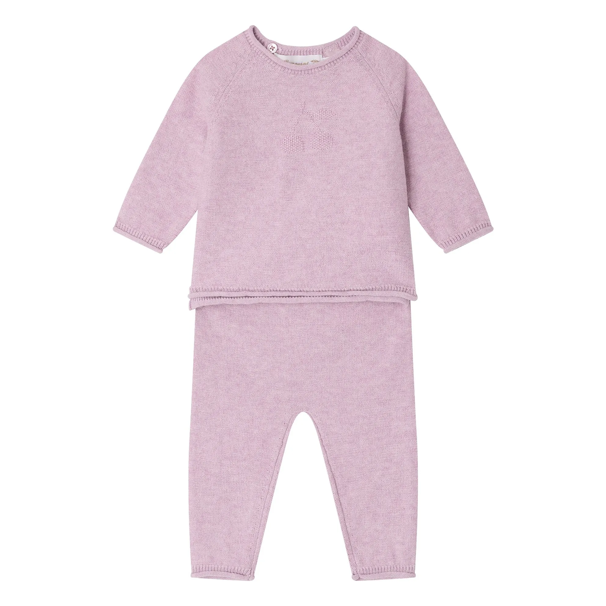 Bonpoint Lilac Loana Organic Cotton Knit T-Shirt And Legging Set