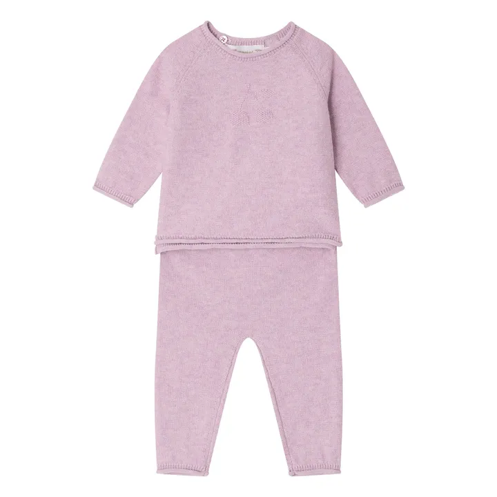 Ensemble T-shirt et Legging Loana Maille Coton Bio | 	Lilas- Image produit n°0