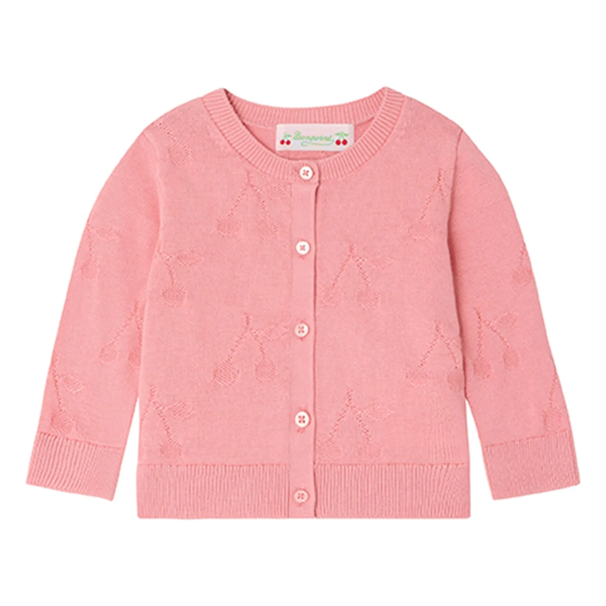 Bonpoint Pink Cardigan Teyana Cerises Coton Bio