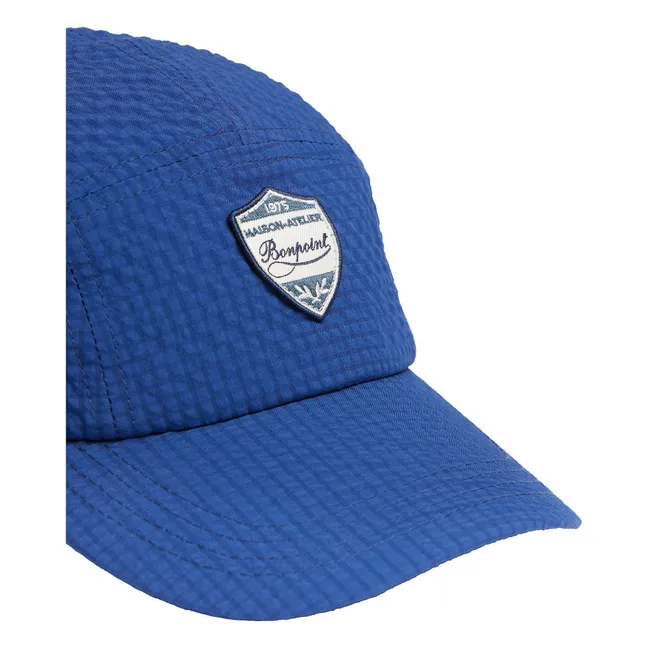 Erle Cap Square Seersucker Recycled Fibers | Indigo blue