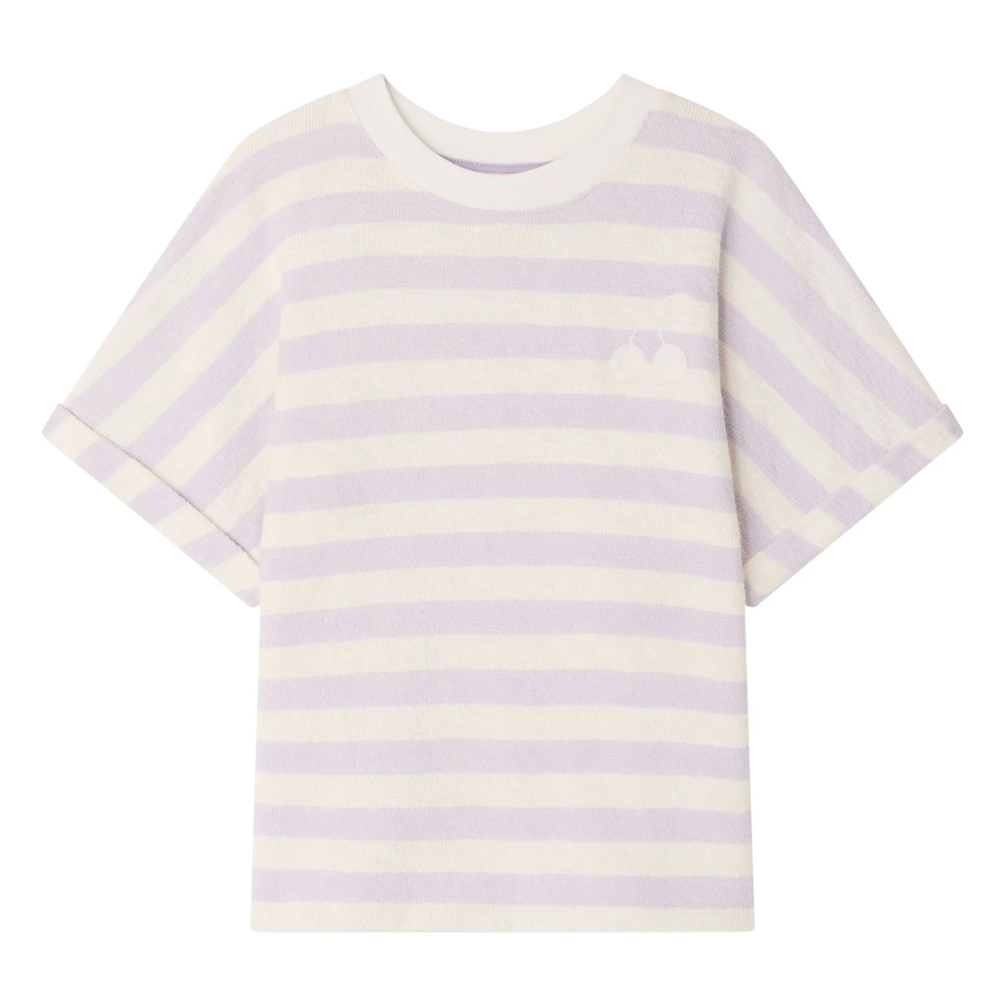 Bonpoint Girls Ecru Farah Striped Cherry T-Shirt