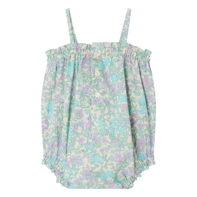 Barboteuse Nefle Liberty Coton Bio | Vert d'eau