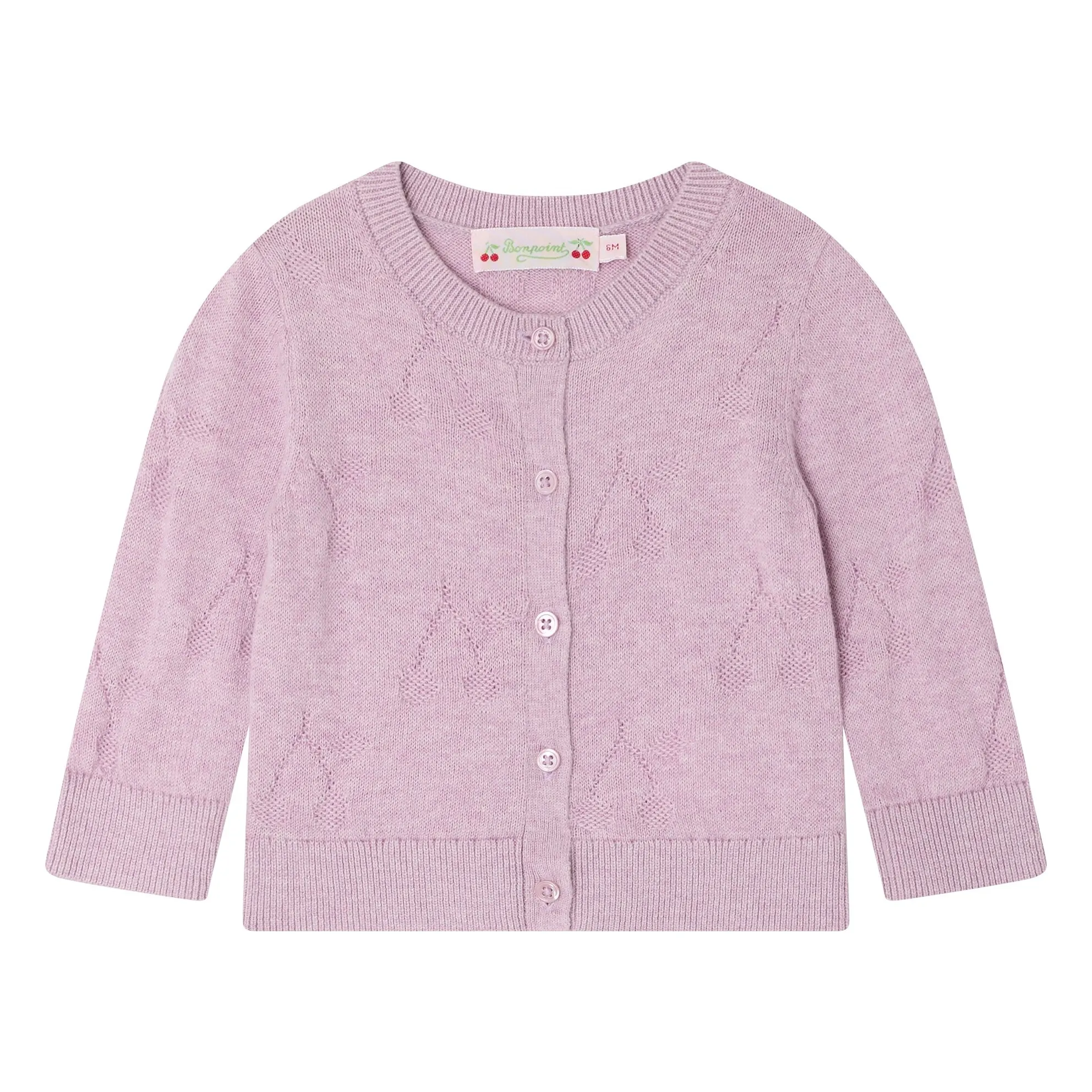 Bonpoint Mauve Cardigan Teyana Cerises Coton Bio