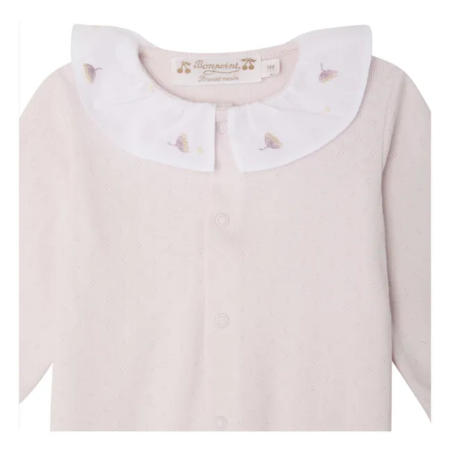 Pyjama Lintina Pointelle Coton Bio | Rose pâle