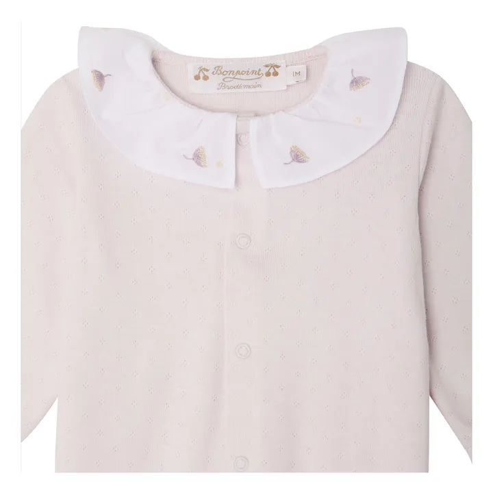 Pyjama Lintina Pointelle Coton Bio | Rose pâle- Image produit n°1