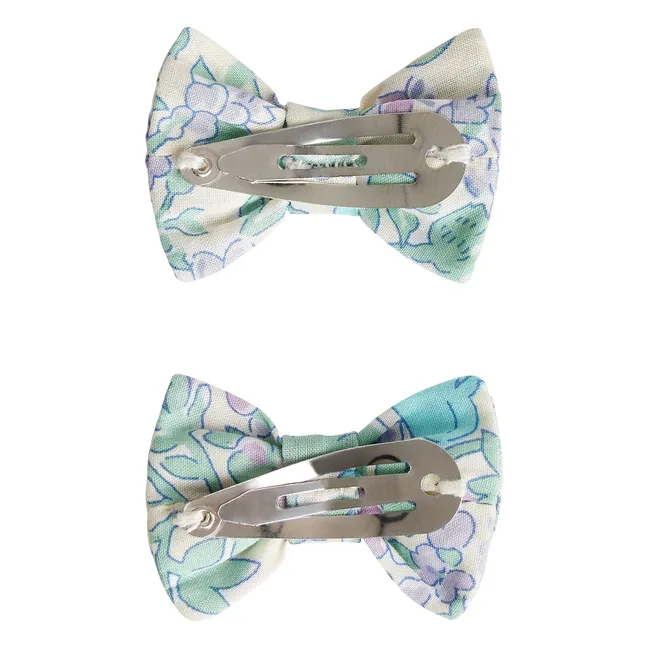 Lot 2 Barrettes Mini Clic | Vert d'eau