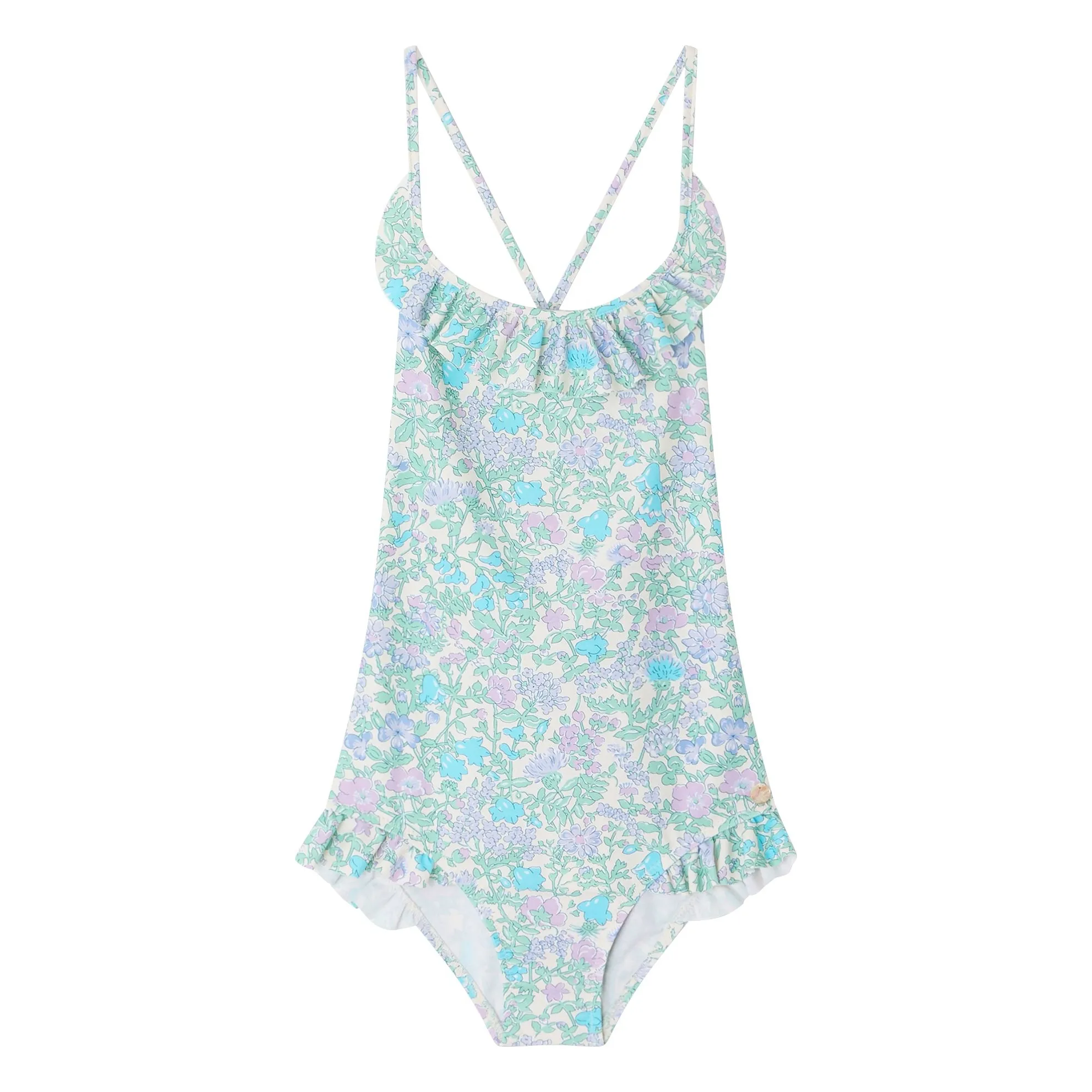 Bonpoint Girls Green Water Lacy Liberty Swimsuit Recycled Fibers