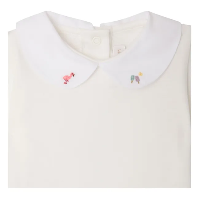 Organic cotton swan bodysuit | Cream