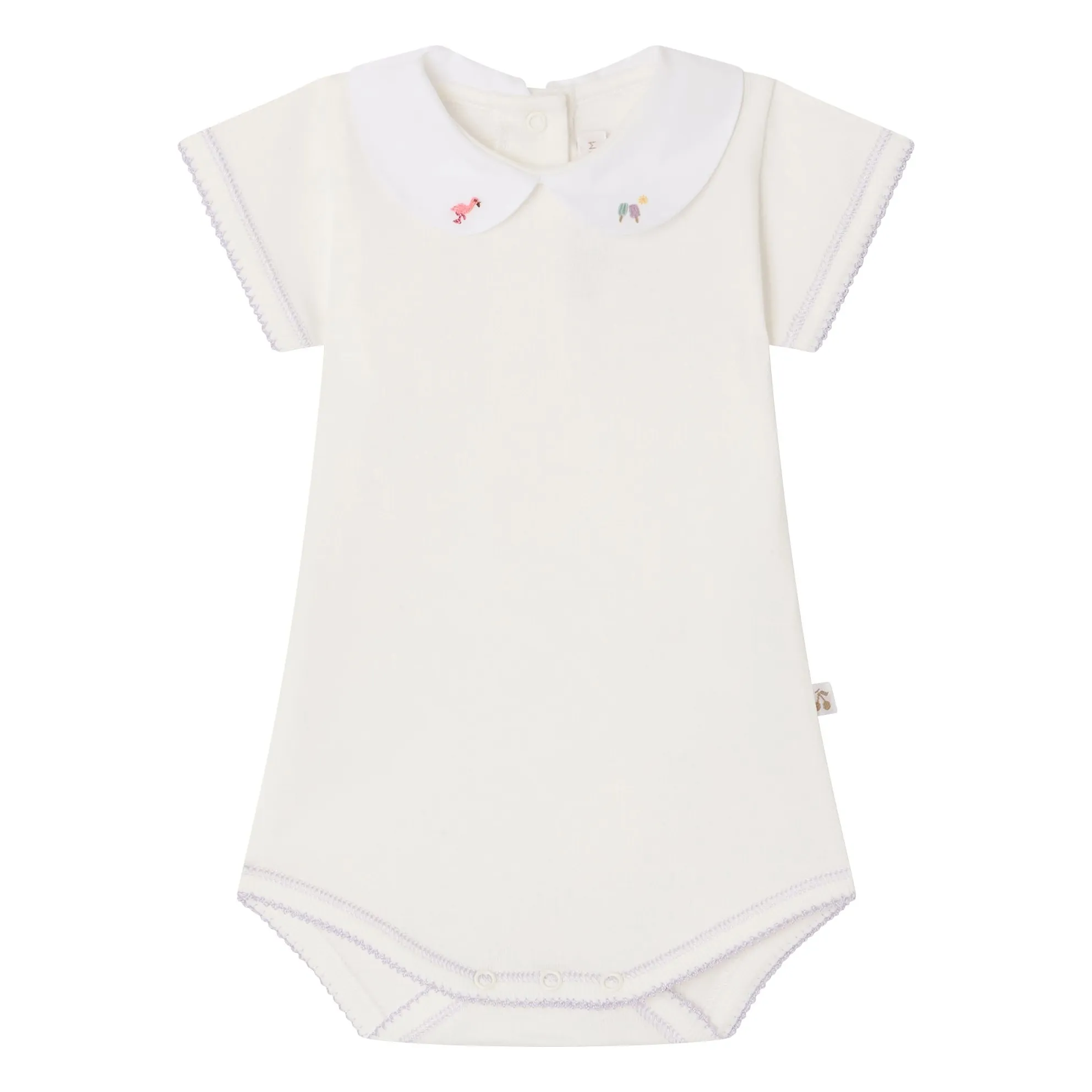 Bonpoint Cream Organic Cotton Swan Bodysuit