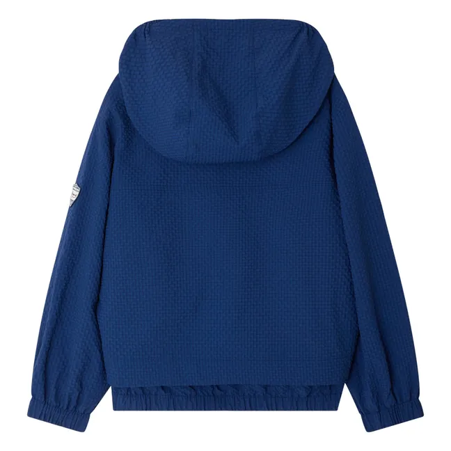 Kapuzenjacke Lenny Kariert Seersucker Recycelte Fasern | Indigoblau