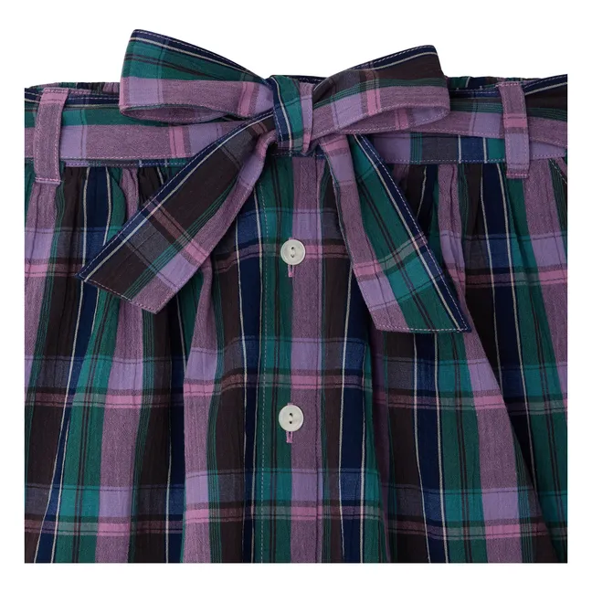 Jupe Esterina Carreaux Coton Bio | Violet