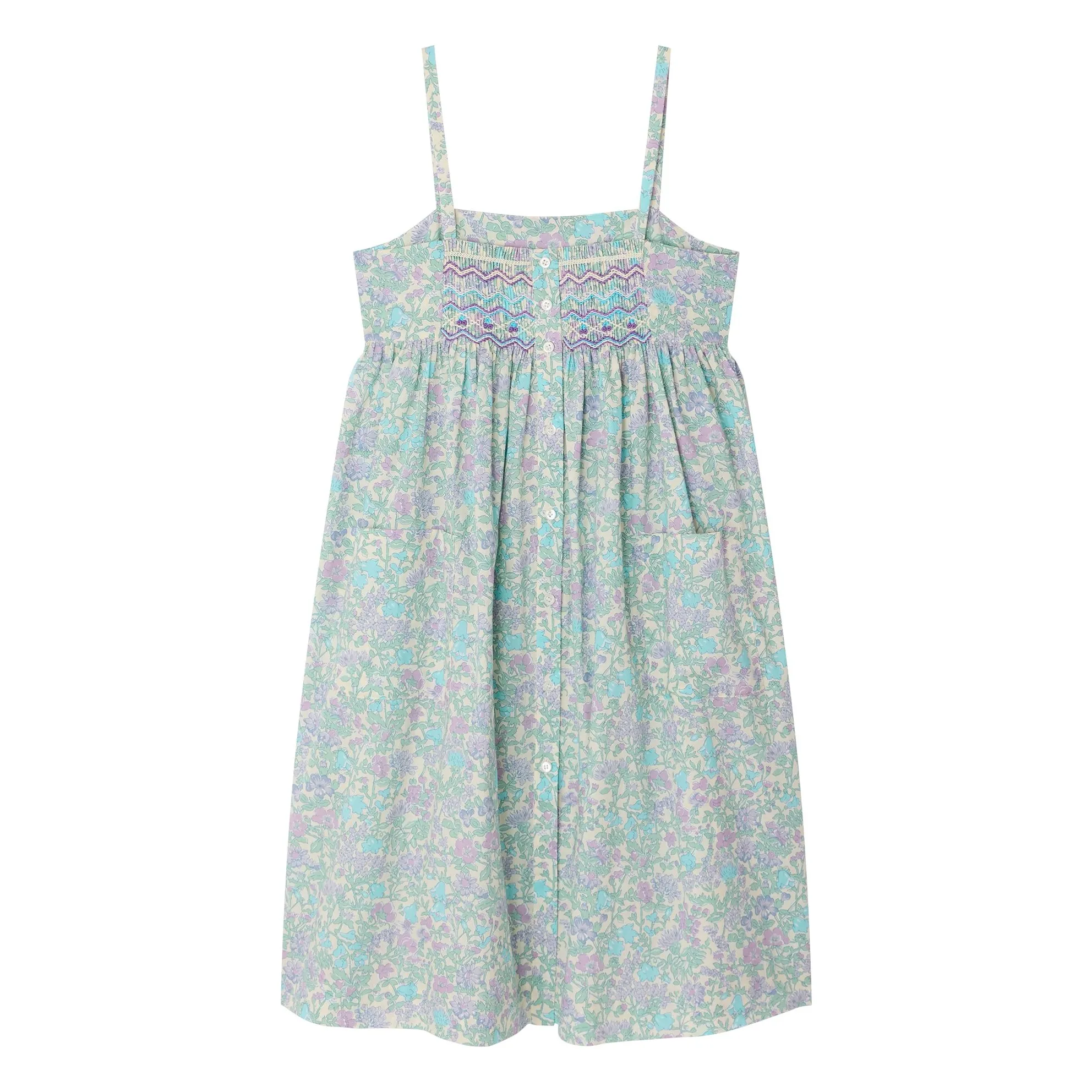 Bonpoint Girls Green Water Passion Liberty Cotton Dress