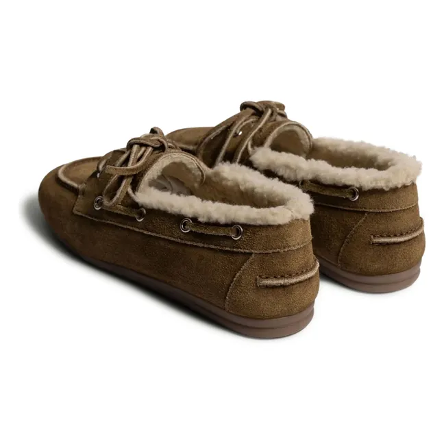 Chaussures Bateau Suède et Fourrure | Tan