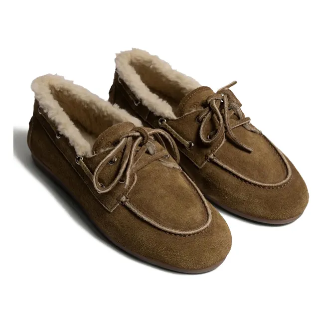 Chaussures Bateau Suède et Fourrure | Tan