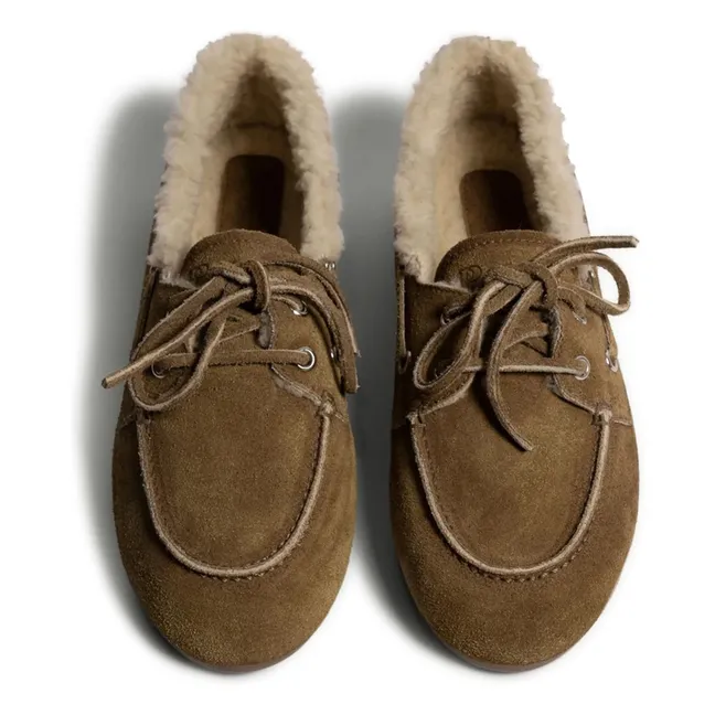 Chaussures Bateau Suède et Fourrure | Tan