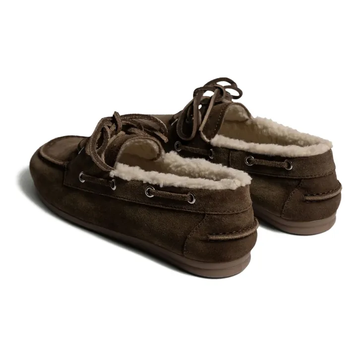 Chaussures Bateau Suède et Fourrure | Taupe- Image produit n°2
