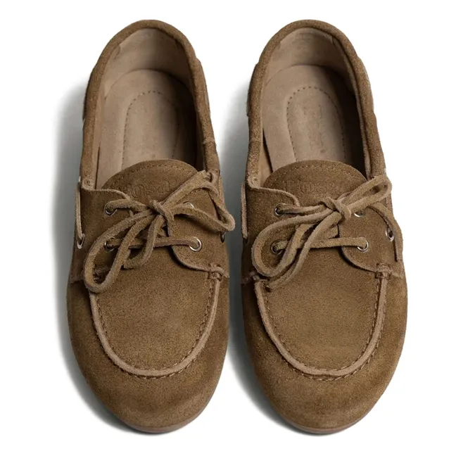 Suede and Fur Boat Shoes | Tan