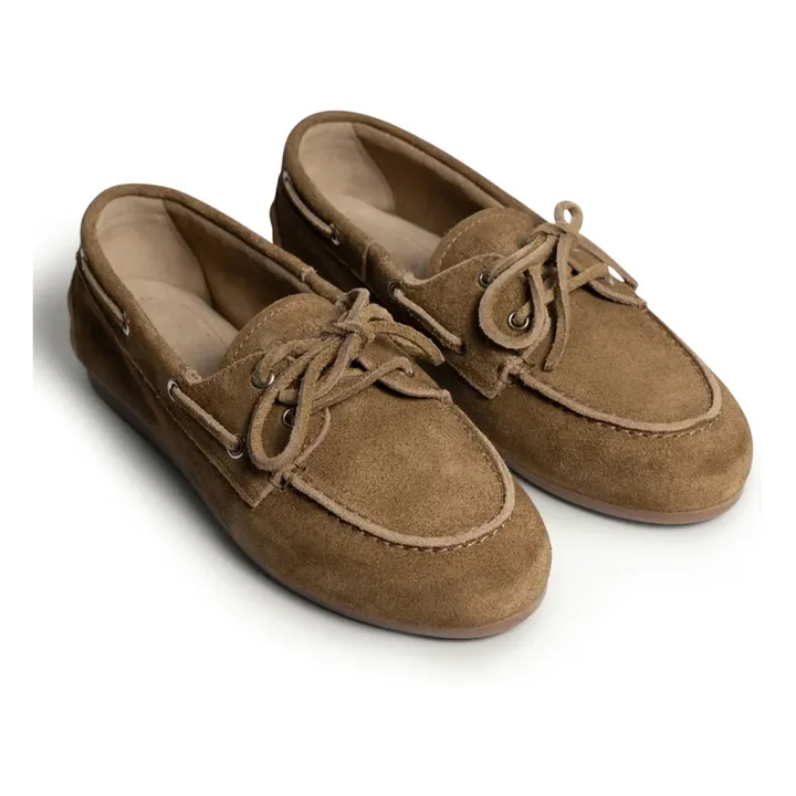 Chaussures Bateau Suède et Fourrure | Tan- Image produit n°1