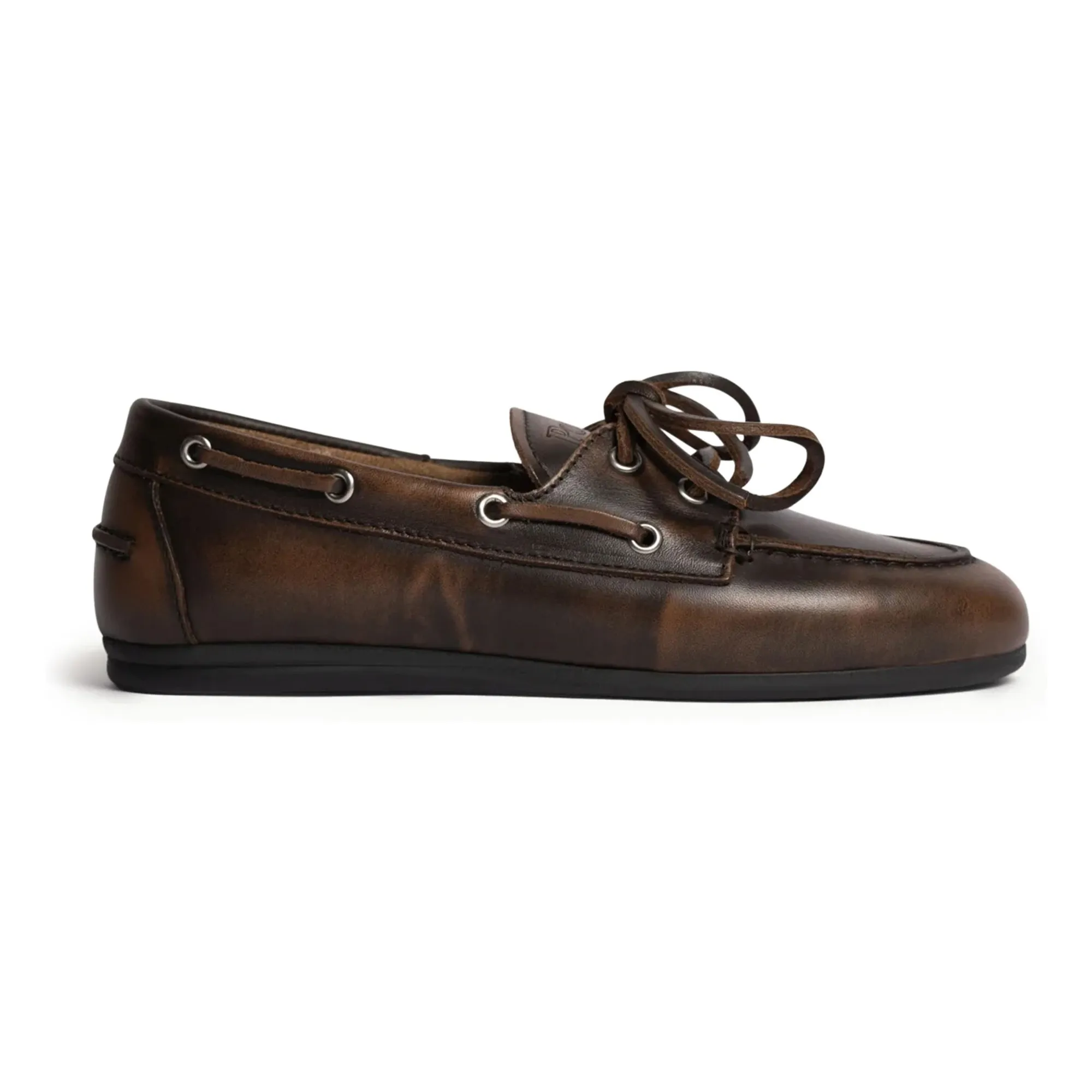 Posa Coffee Leather Boat Shoes