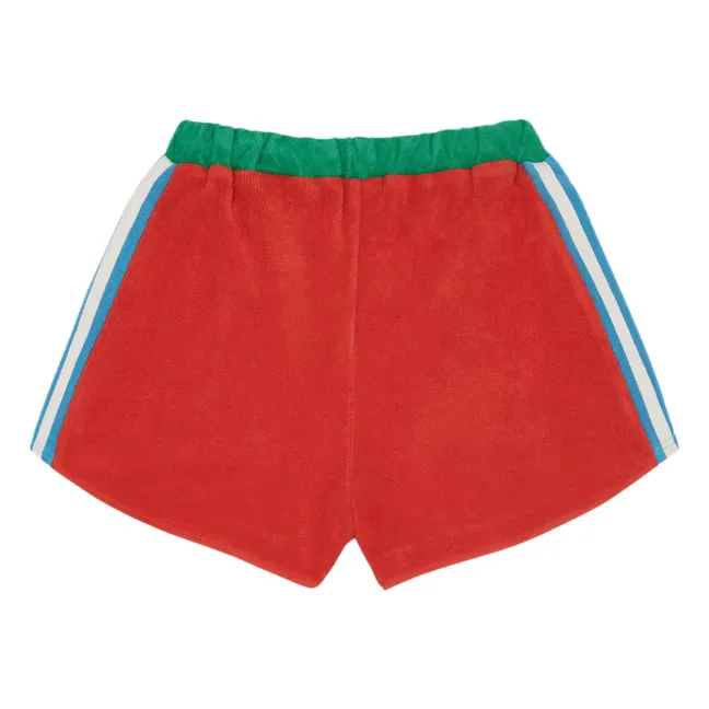 Retro Terrycloth Contrast Stripe Short | Red