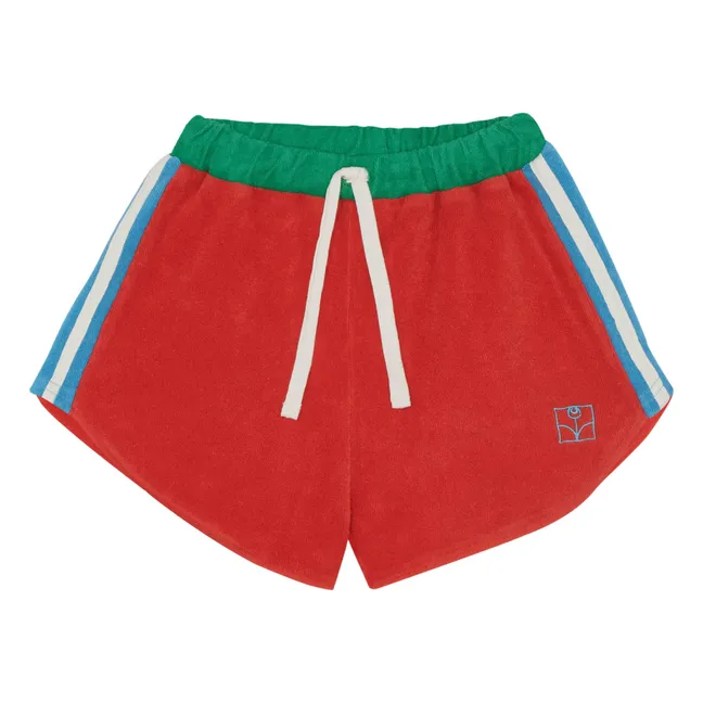 Pantaloncini in spugna retrò con strisce a contrasto | Rosso