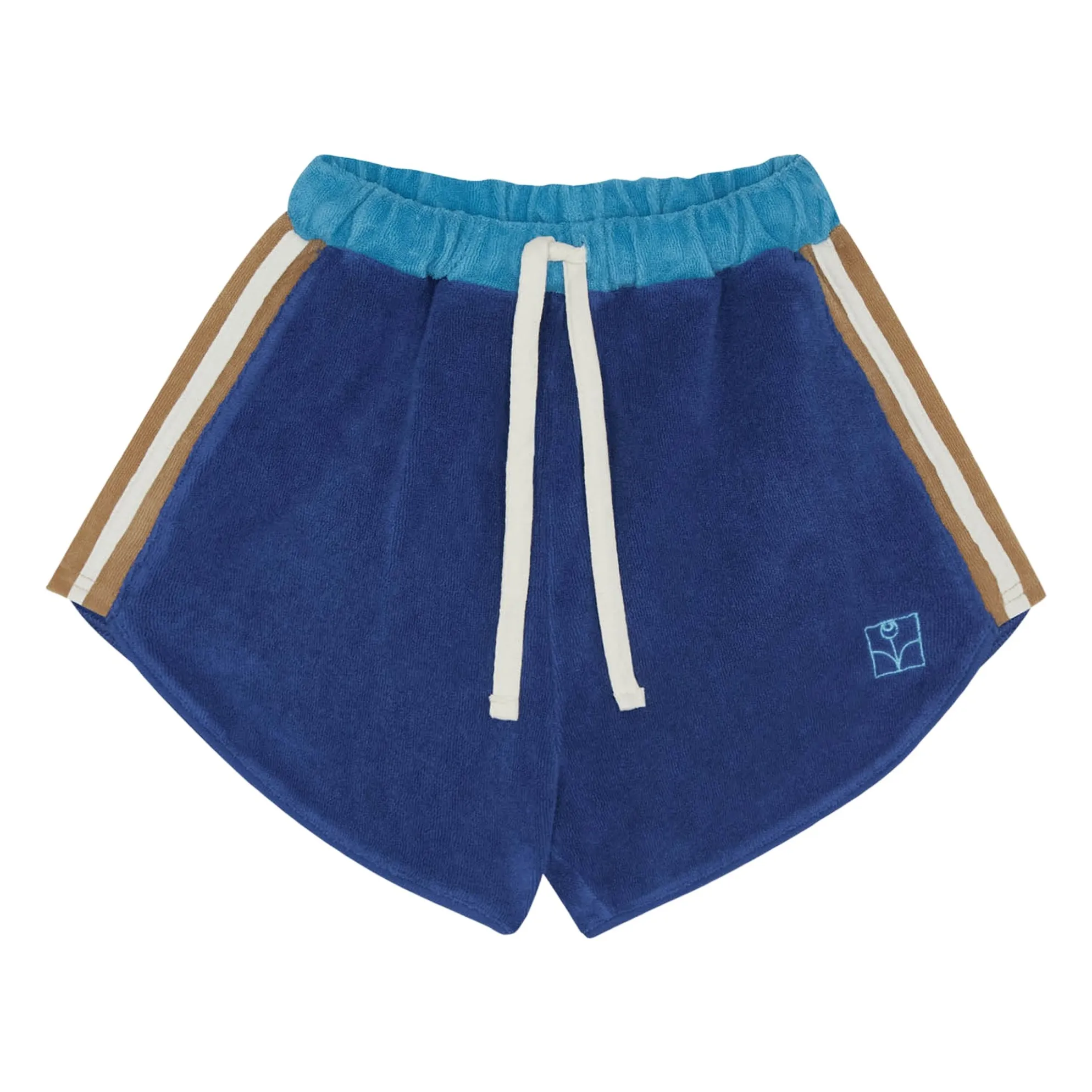 Short Retro Bandes Contrastées Eponge | Bleu marine- Image produit n°0