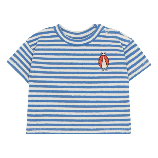 Maglietta oversize con coccinella a righe | Blu