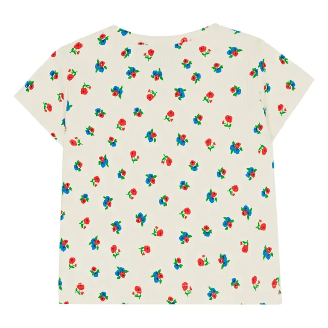 Camiseta de canalé floral | Crudo