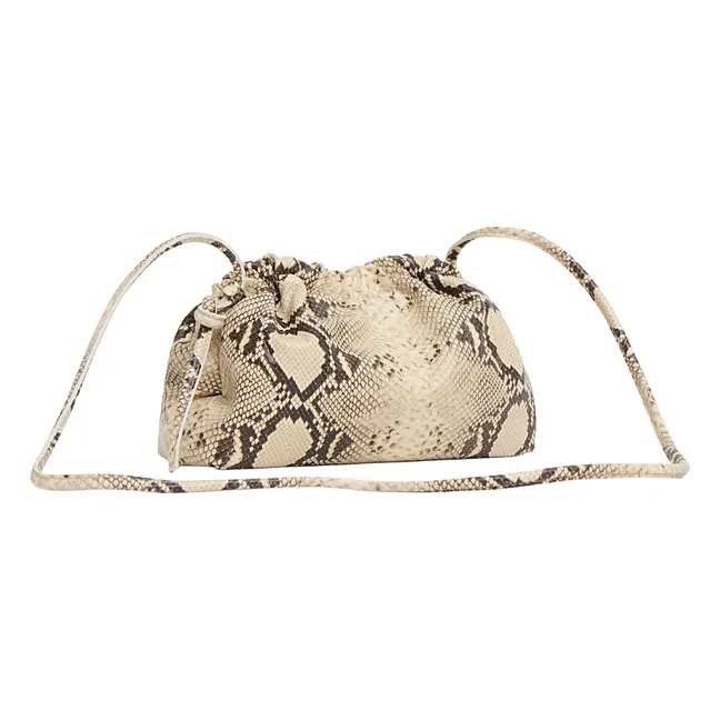 Minibolso Nube Embrague Serpiente en relieve | Beige